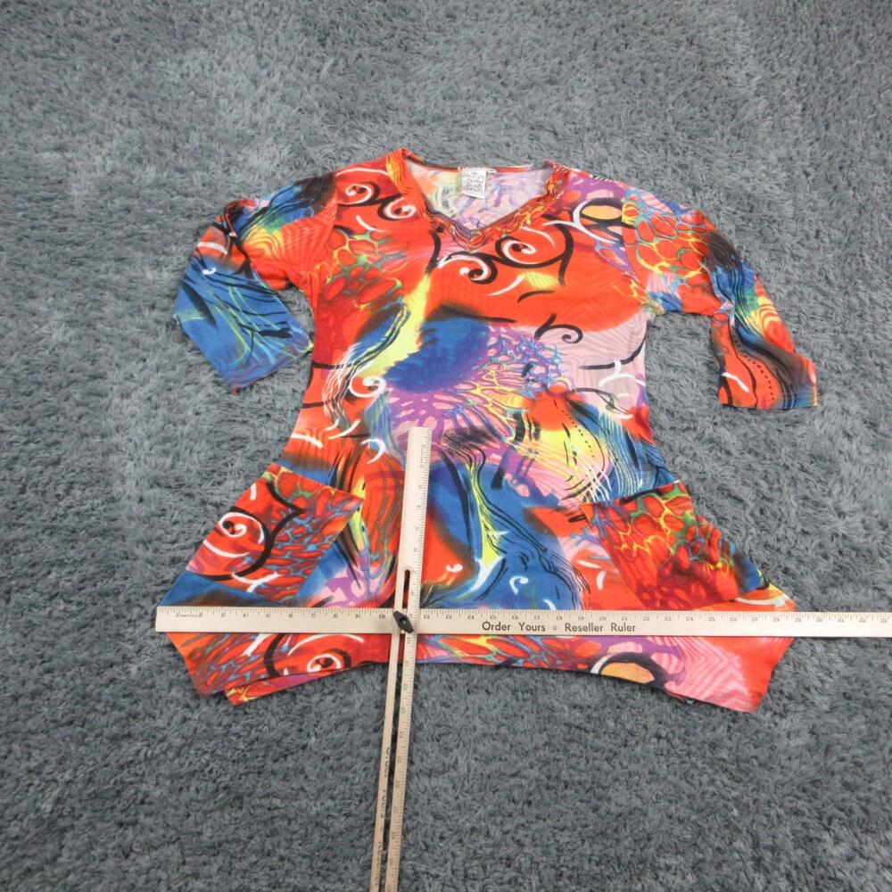 Parsley & Sage Shirt Womens S Orange Floral Tunic 3/4 Sleeve Pockets Cotton - Picture 7 of 13